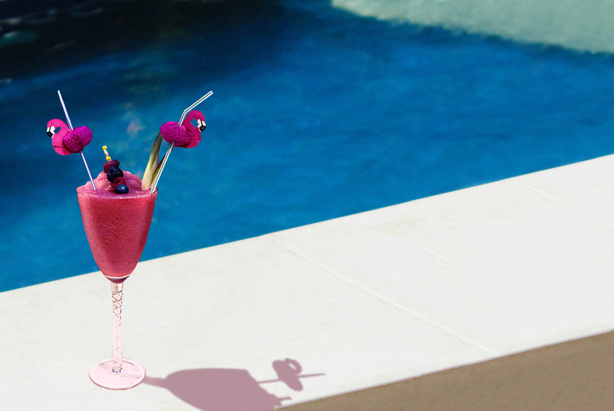 Frozen wine by the pool